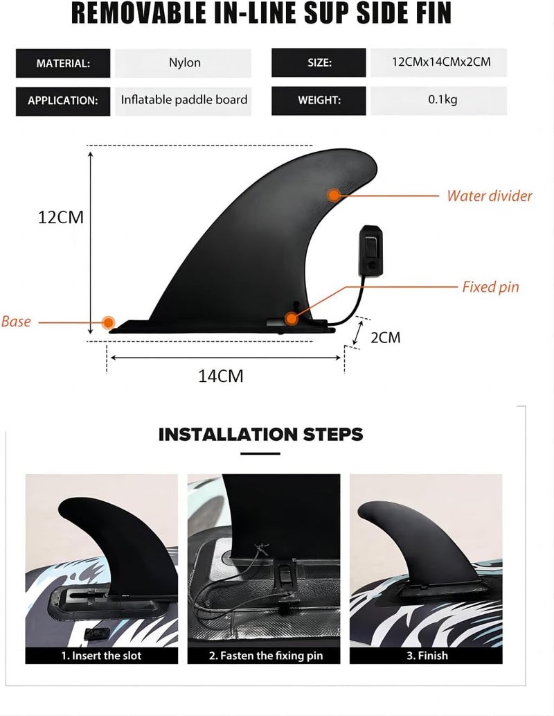 bohally Big SUP Single Fin and Small Side fin Detachable Fin for Longboard, Surfboard and Paddleboard Replacement Quick Fin. - Image 4